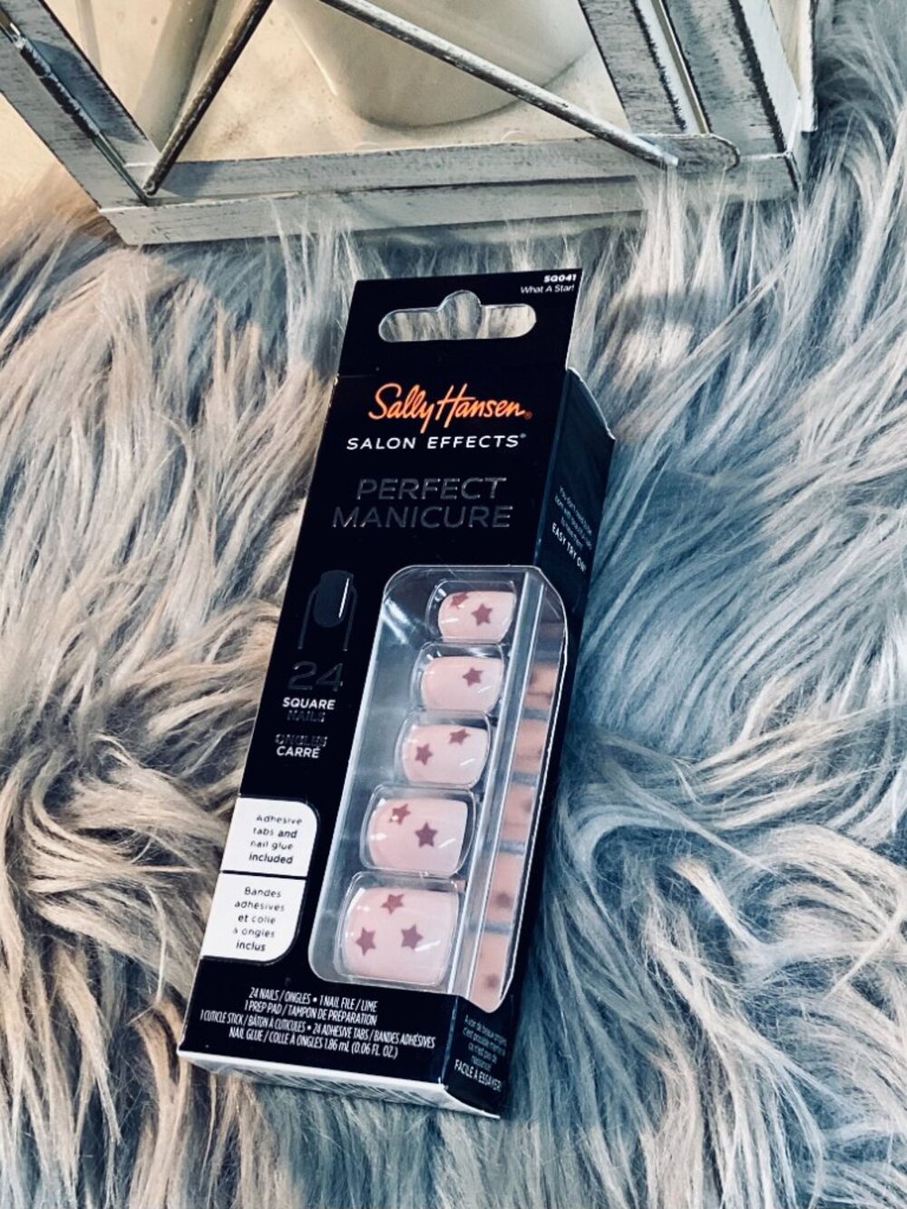 Sally Hansen Perfect Manicure What a Star! 24 SQUARE Press On Nails NEW